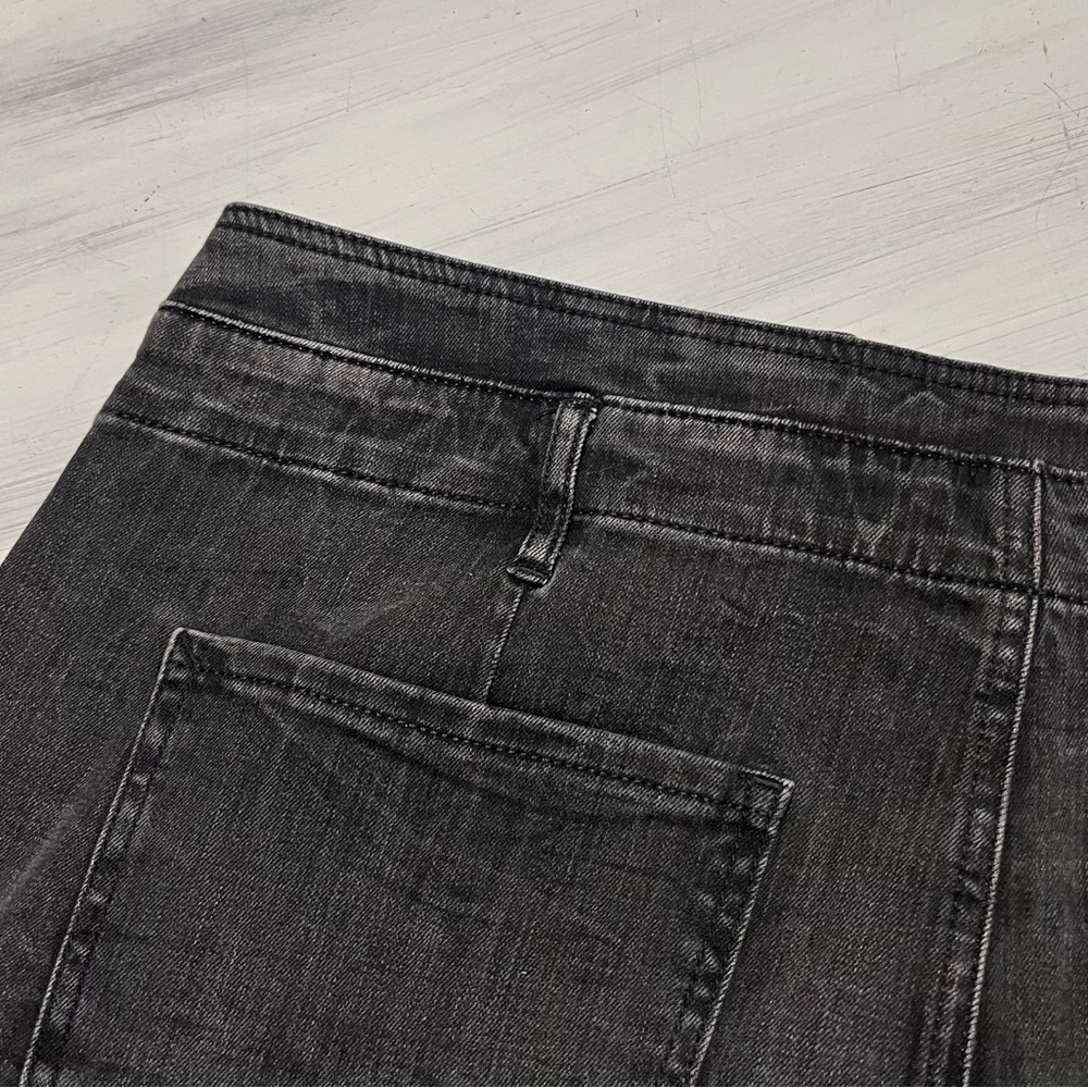 Express Extreme High Rise Black Stretch Denim Mini Skirt Sz 16 Fray Hem - Picture 5 of 8